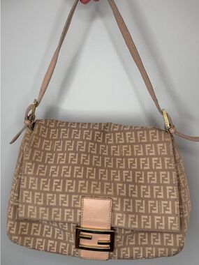 Fendi Mama Baguette Zucca Print Bag Purple and Cream